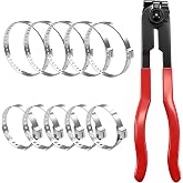 Aienxn CV Boot Clamp Plier with 10PCS 304 Stainless Steel Crimp Bands, 5PCS Small and 5PCS Large Universal Adjustable Drive Shaft Drive Shaft Joint Boot Crimp Clamps for Most Cars