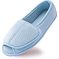 Git-up Diabetic Slippers for Women Memory Foam Arthritis Edema Adjustable Open Toe Swollen Feet Slippers Bedroom House Indoor Outdoor Shoes with Rubber Sole