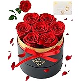 Changshunqi Forever Flowers Preserved Roses in a Box - 7 Preserved Flowers in a Box Last 2-3 Years, Rose Forever Birthday Flower Gifts for Women Her Wife Anniversary Mothers Rose Gift for Her