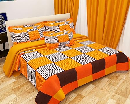 Choice homes Cotton King Size Double Bedsheet with 2 Pillow Cover, 90x100 Inches, Multicolour