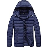 ZENOVIX Men’s Quilted Down Coat Puffer Jacket | Lightweight, Waterproof, Windproof, Detachable Hood, Warm for Winter Travel