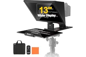 Desview P13 Portable Teleprompter for Camera Compatible with 12.9" Tablets Wireless Remote Control Foldable Sun Hood Lightweight (1.7kg) for Video Recording Vlogging Live Streaming