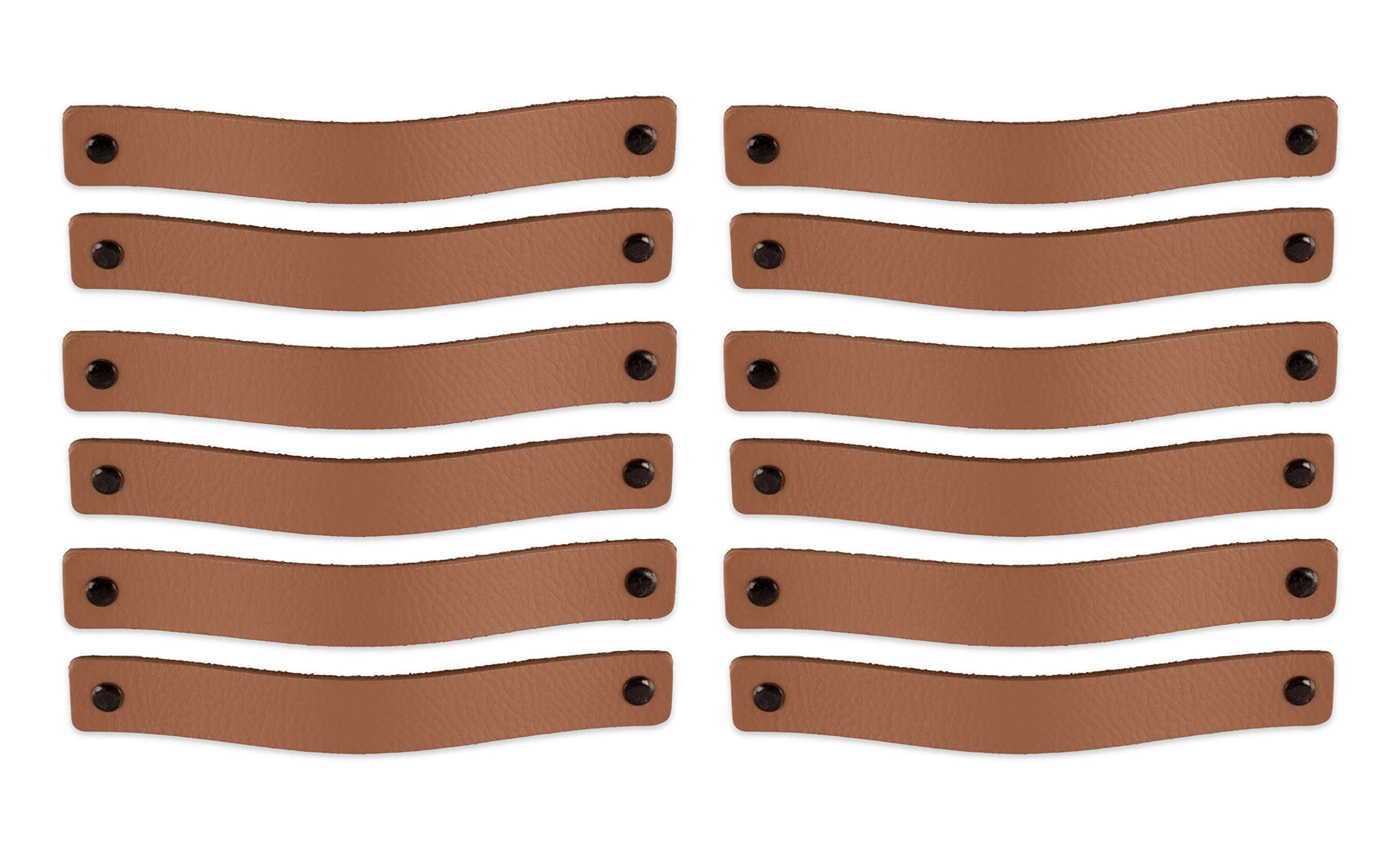 Brute Strength - Leather Handles for Furniture - Taupe - 12 pcs - 20 x 2,5 cm - Cabinet Handle, Door Handle for Kitchen, Bathroom, cabinets, Dresser, Wood