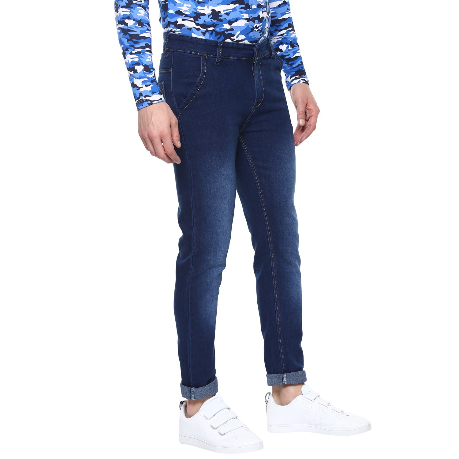 urbano fashion men's blue stretchable slim fit jeans