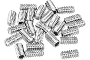 uxcell Socket Set Screws,25Pcs 1/4" x1/2"- 304 Stainless Steel Hex Socket Set Headless Cup Point Grub Screws,for Repairing Co