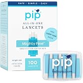 Pip Safety Lancets for Diabetes Testing, 30G 1.0mm, Blue, 100 Count | All-in-One Pre-loaded Sterile Single Use Blood Lancets
