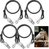 Riakrum 4 Pcs Bungee Horse Trailer Ties with Quick Release Snap,Black | Cross Ties for Stall Grooming, Panic Snap Quick Release, Elastic Cord Absorbs Sudden Horse Pulls, Trailer Safety Gear