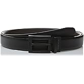 Perry Ellis Men's Portfolio Men’s Cop Belt with Burnished Edges, Matte Leather, Reversible, Single Prong Buckle, Black