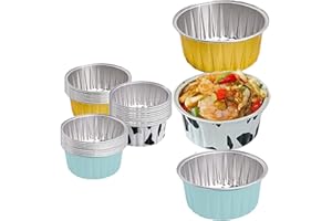 Baking Cups, Baking Cups 30Pcs Reusable Aluminum Foil Pans Cupcake Muffin for Grill Air Fryer Microwave Oven