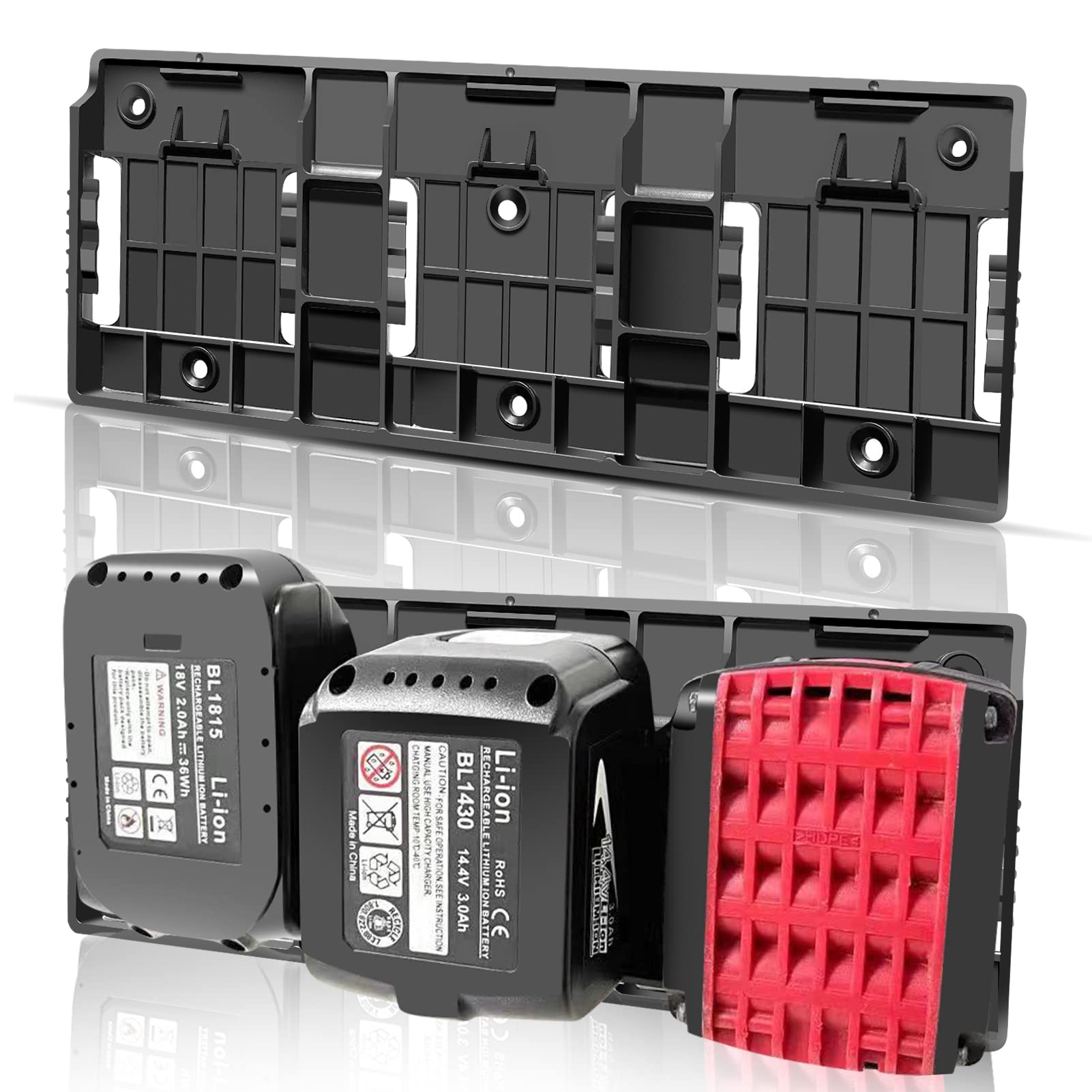 Support Mural Pour Batteries Makita, Bosch, Dewalt, Milwaukee – 18V, 9x7,5 Cm, Lot De 4