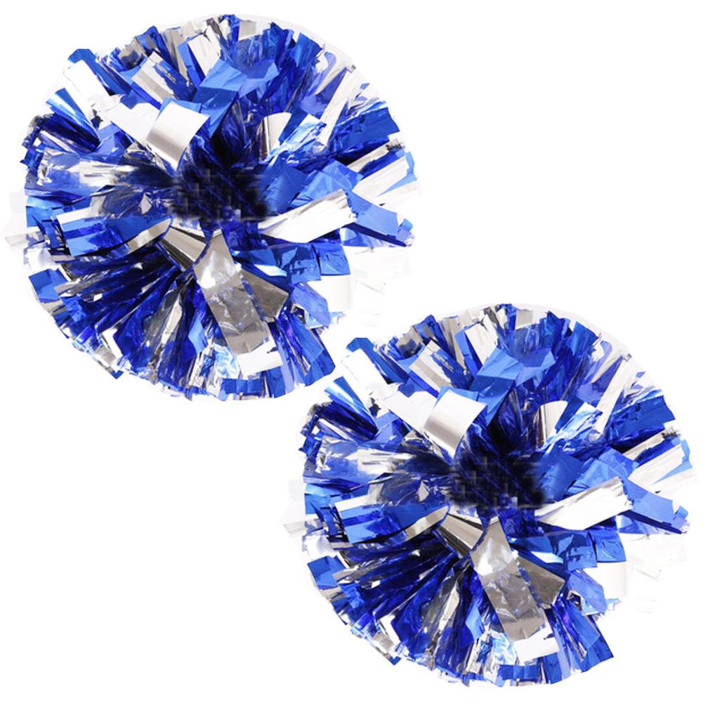 1 Pair Team Sports Cheerleading Poms Match Pom Plastic Ring Pompoms Silver+Blue