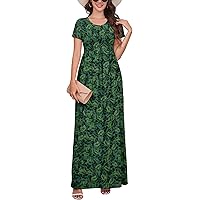DEARCASE Maxi Dress for Women Floral Blue Green Small Round Neck Boho Long  Sleeves Teacher A-line Casual Hawaiian Empire Waist Flowy Party Vintage  Spring Fall Winter Floor Dresses with Pocket at Amazon