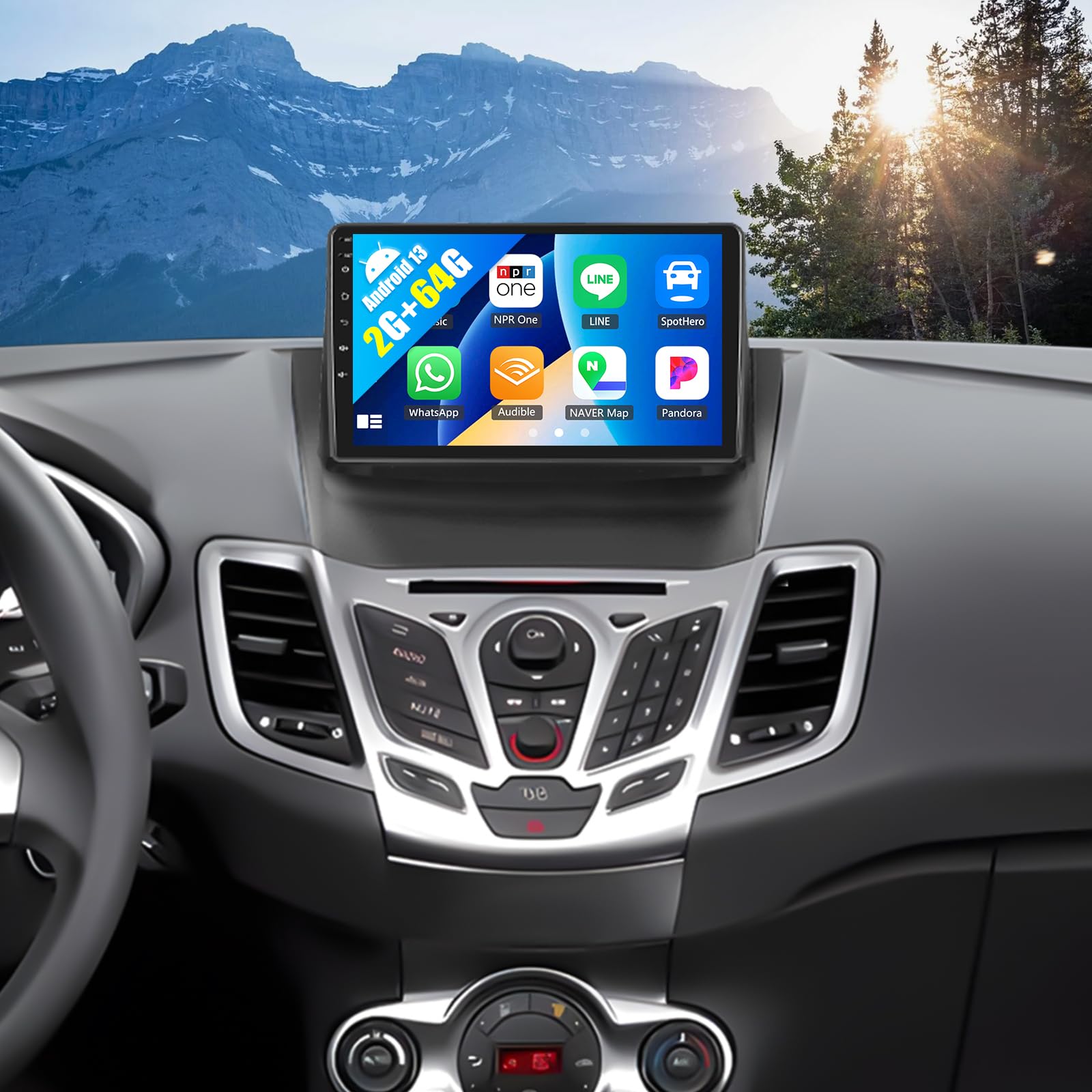 Photo 1 of SIXWIN Android Car Stereo for Ford Fiesta 2009-2014 with Carplay Android Auto Mirror Link 9 inch Touchscreen with GPS Navigation WiFi 26UI Bluetooth FM Backup Camera