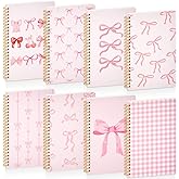 Resurhang 8 Pack Pink Bow Spiral Notebooks, Cute Coquette Preppy Journal A5 Aesthetic Notebook Christmas Gifts for Women, Ruled Bowknot Coquette Stuff Pink Bow Bible Journal 5.5 x 8.3 Inch