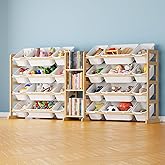 SpaceAid Large Toy Storage Organizer with 24 Bins and 3 Shelves, Toy Organizers Storage Bookshelf, Kids Bin Shelf Box Bookcase for Bedroom Playroom Organization Room Decor, White