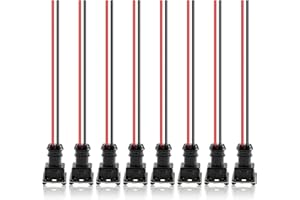 MOTOALL Fuel Injector Connector EV1 OBD1 Plug Wire Harness Pigtail Wiring Loom Clip Cut & Splice 2-Wire Female - 8pcs