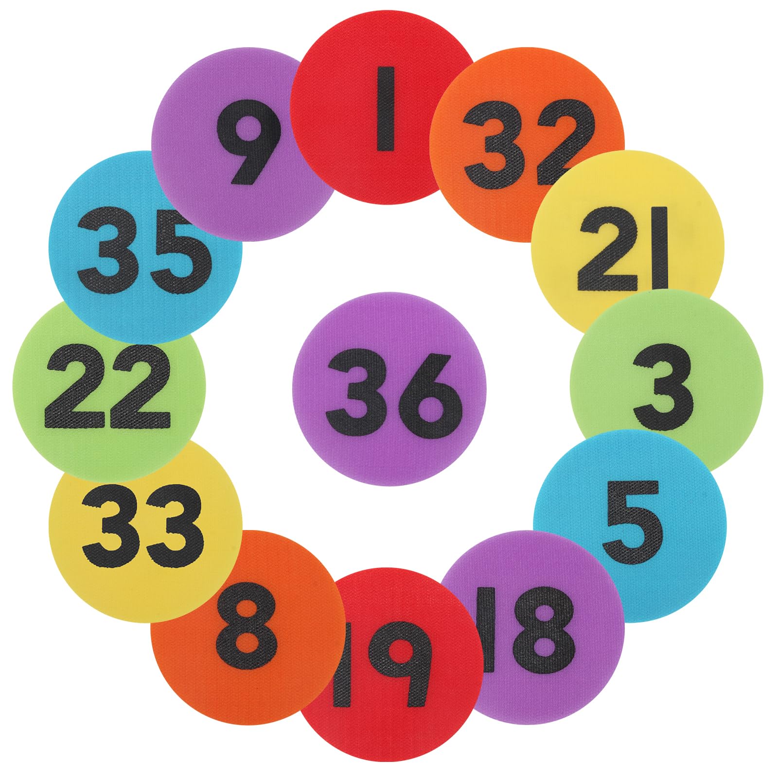 36Pcs Carpet Spot Markers, Windspeed 6 Colors Carpet Markers for Number Spot Floor Dots with 1-36 Numbers (36)