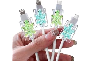 CameCosy 4 Pcs Cute Cable Protectors Compatible for Apple Cables, Charger End Cord Protector with 3D Sparkling Turtle Design,