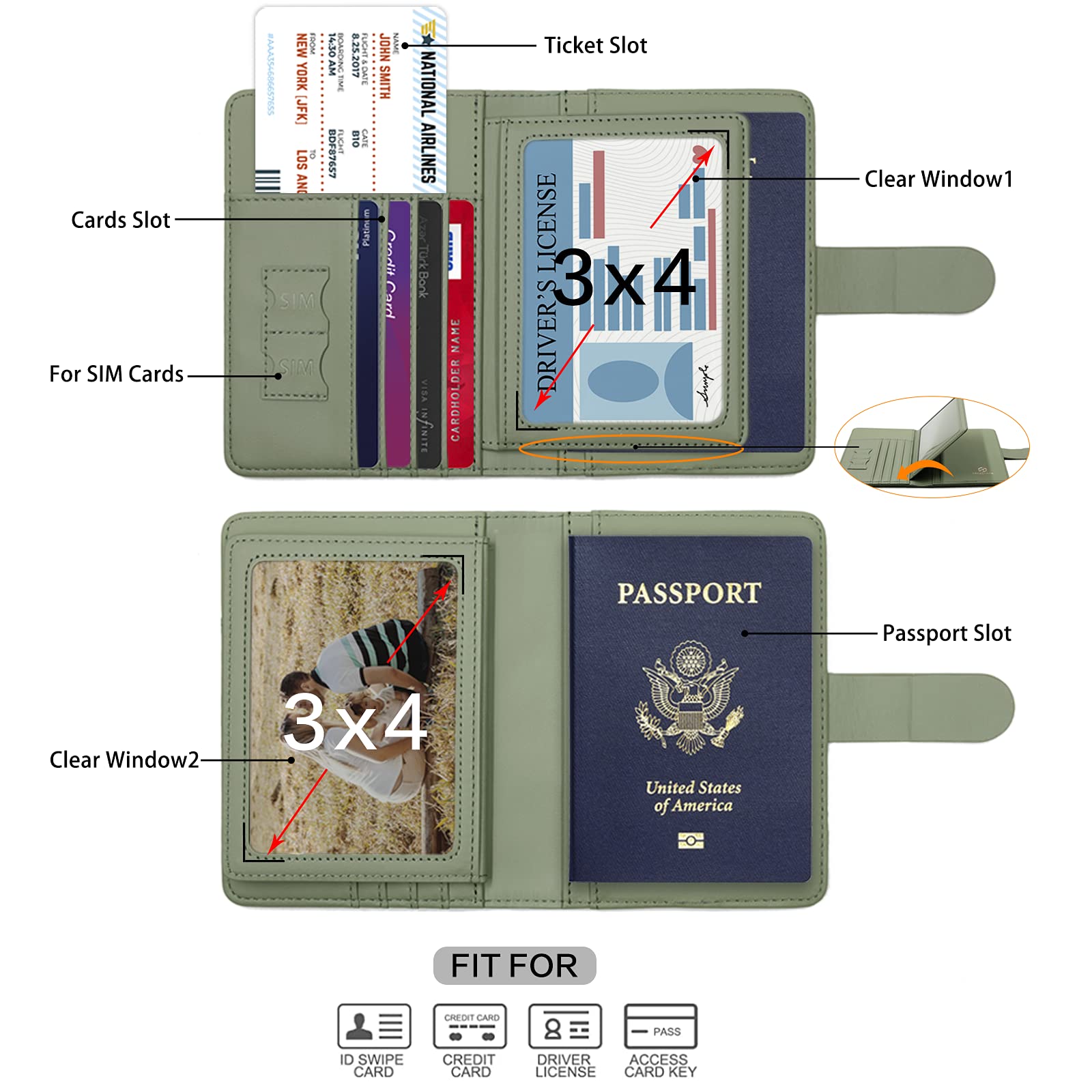Melsbrinna Rfid Passport Holder for Travel women/Men, Cute Passport Wallet Rfid Blocking Card Slots, Rfid Passport Cover/CaseTravel Wallet, Passport Book Holder (1, Green)