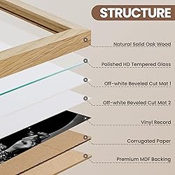 Venusmiles Vinyl Record Frame Natural Oak Wood 16 X