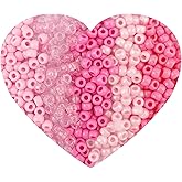 anpiwshjo Valentine's Day Pony Beads 1100 Pcs, Pink Beads for Jewelry Making, Bead for Bracelets Making, Plastic Hair Bead for Braids for Girls(Pink Color Scheme)