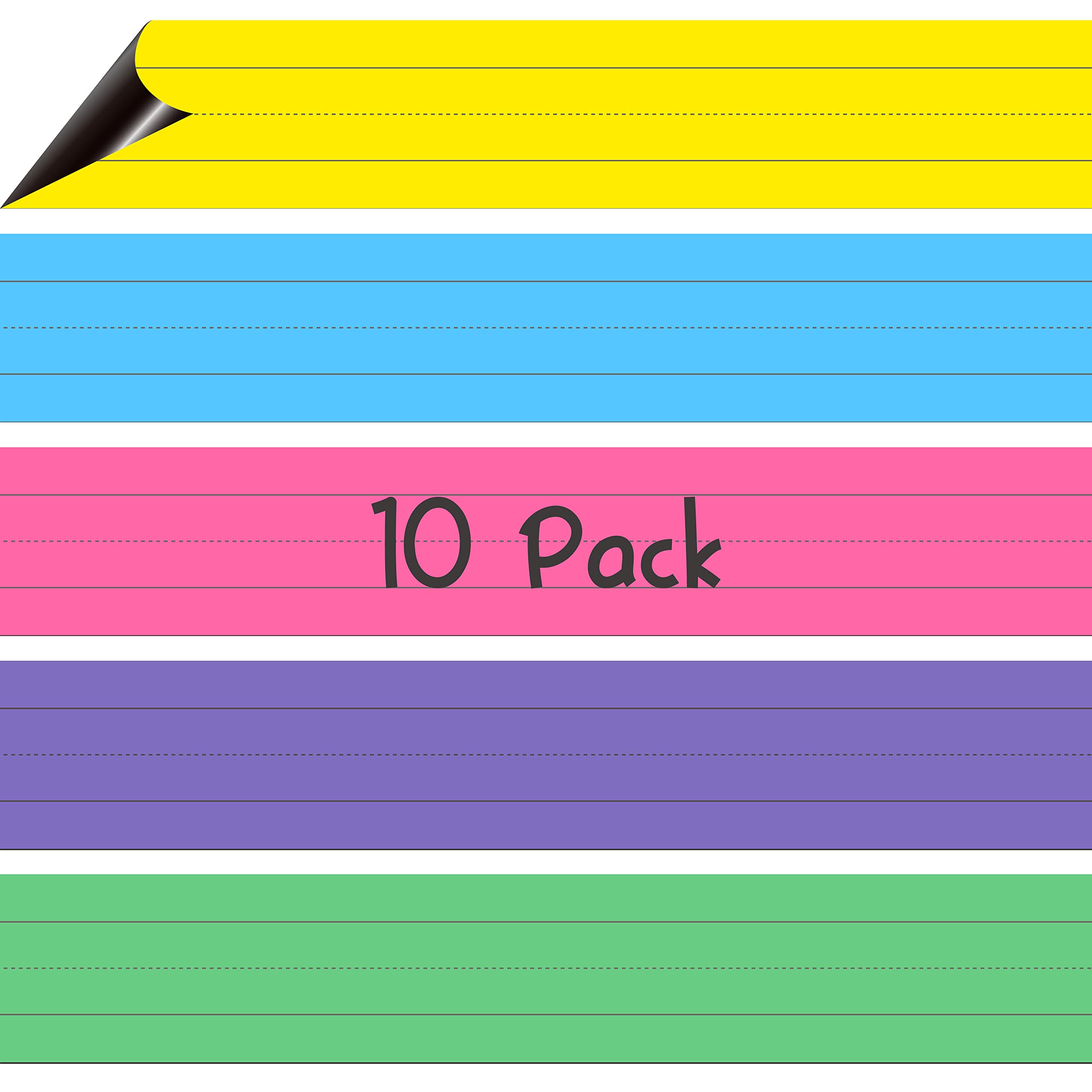 Photo 1 of 10 Pack Magnetic Sentence Strips, 5 Colors Ruled Writing Strip Dry Erase Sentence Learning Strip for School, Office, Classroom Supplies (Yellow/Pink/Blue/Green/Purple, 17” x 3”)