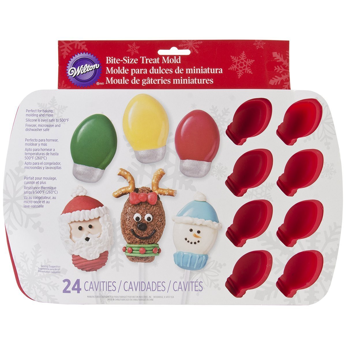 Wilton Mini Silicone Mold24 Cavity Christmas Bulb, Red,Red Amazon.co
