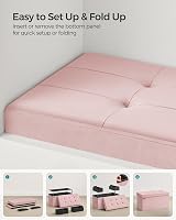 SONGMICS Storage Ottoman Foldable Foot Rest 89 L 300 kg Jelly Pink LSF247R51 view 7