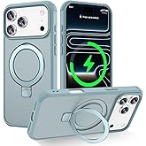 CHAOFEnG Magnetic Compatible with iPhone 17 Pro Case with Stand [Military Grade Drop Tested][Compatible with Magnet] Ring Translucent Slim Hard Back Soft Edge, Teal Green
