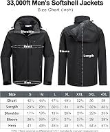 33,000ft Men Waterproof Jacket Fleece Lining Softshell with Hood Multi-Pocket view 6