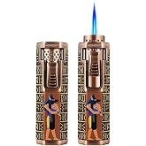 HONEST Torch Lighter Single Power Jet Flame Butane Lighter Windproof Lighter Mens Gifts Lighter for Candle Camping Family Use (Brown C)