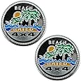 Beach Badge Rated Car Emblem, 4 x 4 3D Metal Car Badge Decals Stickers Round Emblem Decals, Car Exterior Emblems Badge Compatible with Jeep Wrangler Vehicles Trucks SUV RV (Beach RATED/2PCS)