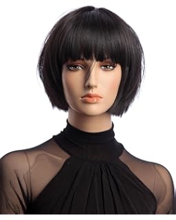 Black 1950 S Retro Pin Up Style Wig Curled With Short Fringe