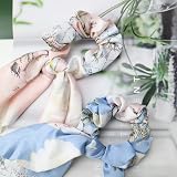 N\W 5 Pieces Satin Hair Scrunchies with Bow Floral Multicolor Hair Accessories view 6