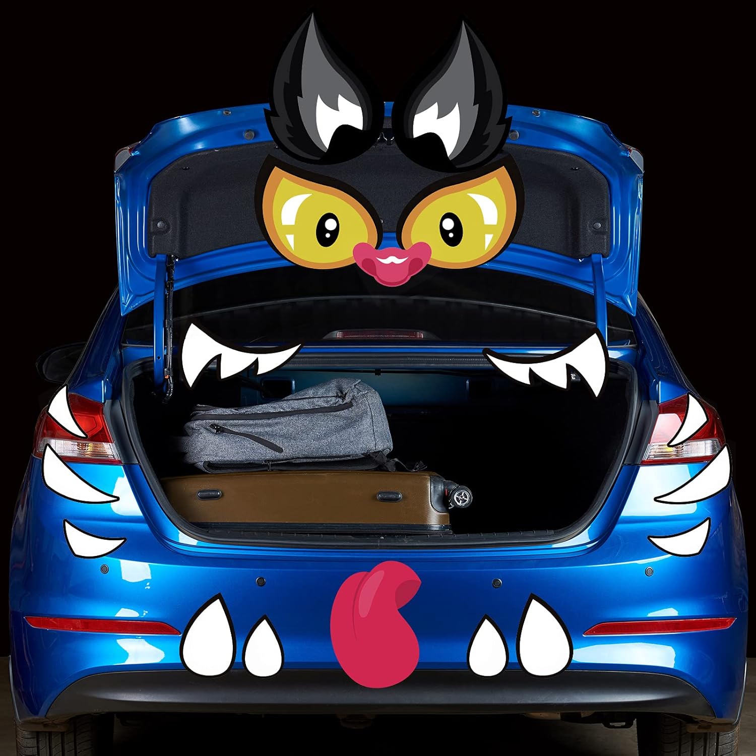 Garage Door Decorations - 2 Sets Halloween Trunk or Treat Car Decorations Garage Door Decorations with Monster Face Eyes Fangs Nostrils for Halloween Party Supplies()