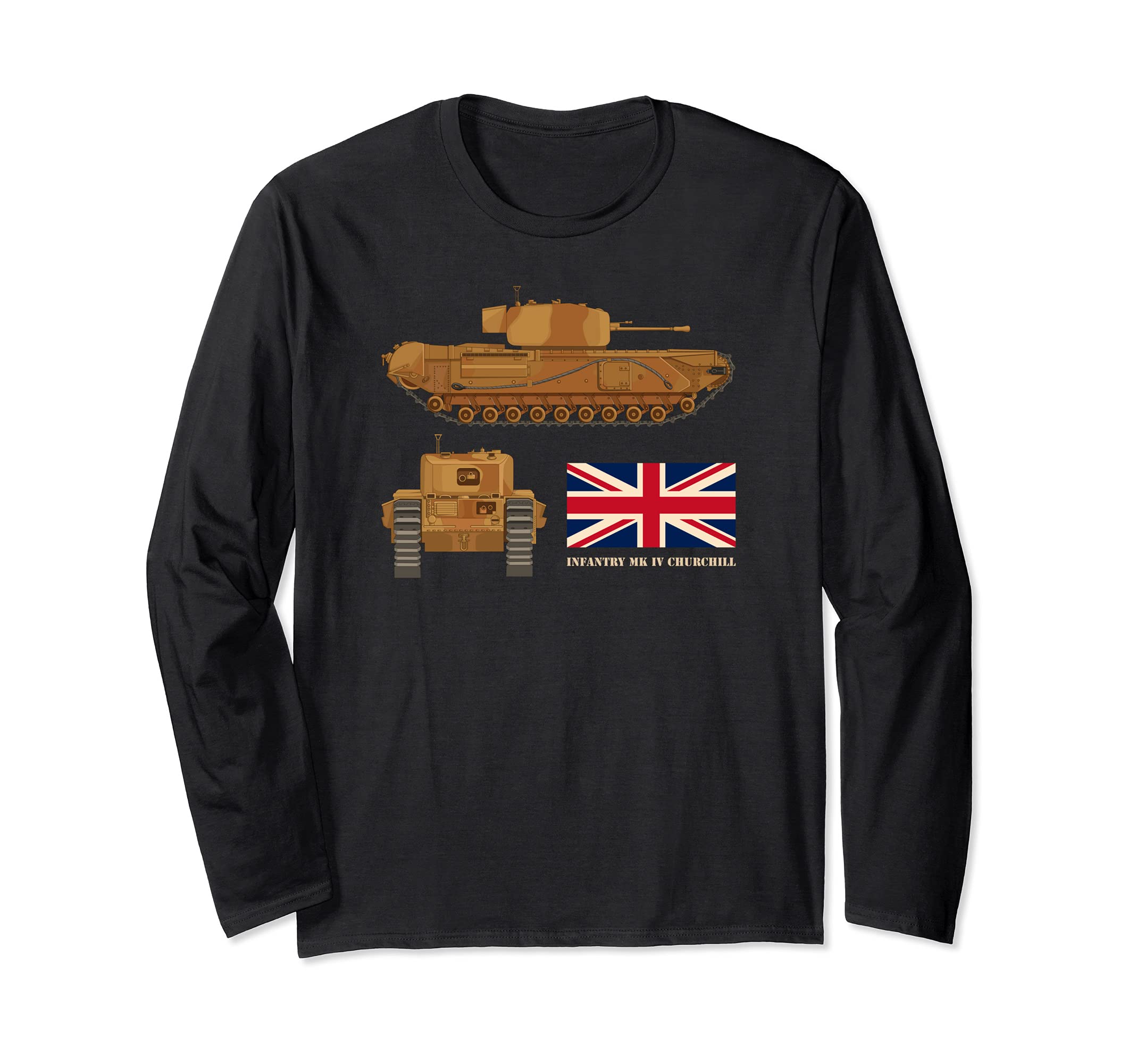 Churchill Infantry Tank Mark IV WW2 British Tanks Flag Long Sleeve T-Shirt