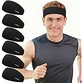 Cooling Headbands for Men 6 Pack Running Bandana Mens Sweatband Bands Workout Moisture Wicking Headband for Running,Cycling,Yoga,Fitness Athletic