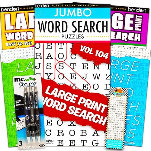 Large Print Word Search Books for Adults Super Set -- 6 Jumbo Word Find Puzzle Books with Large ...