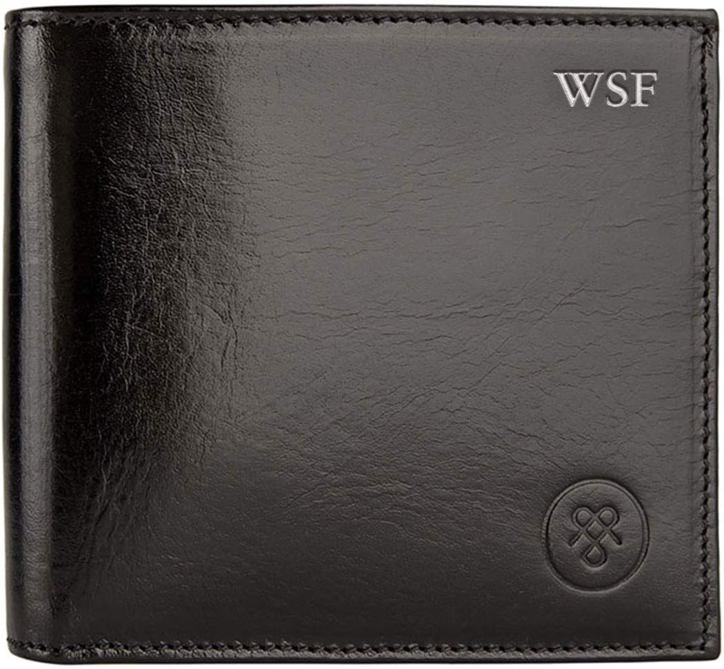 Maxwell Scott - Personalized Mens Classic Luxury Leather Bifold Card Wallet Billfold - The Vittore - Black
