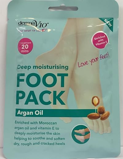 Derma V10 Argan Oil Foot Pack Deep Moisturising Dry Cracked Heel Soften Skin