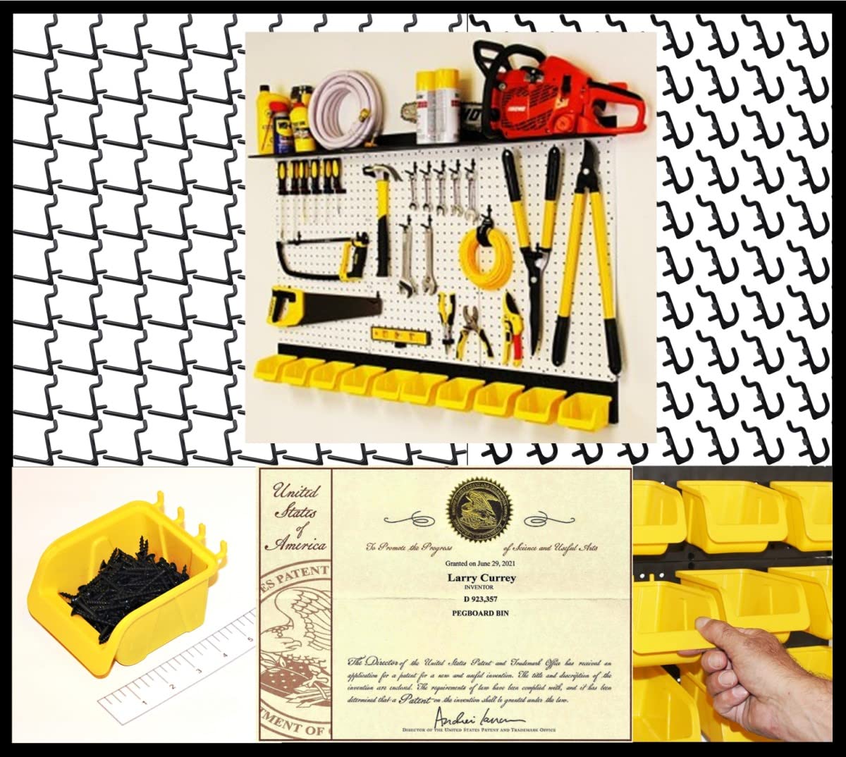 WallPeg 206 pc. Pegboard Hooks & Pegboard Bins Storage Organization Kit Bins and Peg Hooks fits 1/4" Hole Pegboard