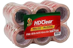 Duck HD Clear Packing Tape Refills - 24 Rolls of Strong Heavy Duty Packing Tape for Shipping and Moving, Boxes and Packaging - 1.88 In. x 54.6 Yards - 3" Core - Clear (393730)