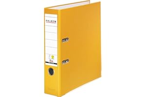 Original Falken PP-Color Plastic Files. Made in Germany. 8 cm Wide DIN A4 Yellow Ring Binder Vegan File Folder Letter Folder Office Folder Plastic Folder Slotted Folder