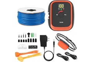 Cawjug Electric Fence for Dogs, Rechargeable Underground Dog Fence System with 656Ft Wire, In Ground Dog Fence with 1 Waterproof Collar, Wired Dog Fence System Outdoor Training for Yard (for 1 Dog)