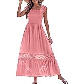 Benfoly Women's Sexy Lace Maxi Dress Backless Cut Out Tiered Ruffle Flowy Boho Vacation Beach Party Long Dresses