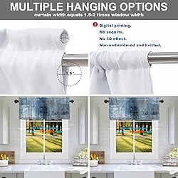 Batmerry Blue Abstract Grey Valance Curtains, Grey