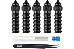 HIKUDIY 5PCS 0.4mm Hardened Steel Nozzles for Creality K1, K1 Max, Extruder Hotend Nozzles Kit for Creality K1, K1 Max, Ender 3 V3 KE, CR-M4, CR-10 SE 3D Printers