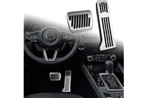 ANFOKAS Compatible with Mazda CX-5 CX-9 3 6 Accessories Anti-Slip Sporty Car Foot Pedal Covers Rest Brake Gas Accelerator Pedal Pads -Silver