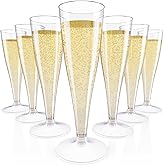 JOLLY CHEF 100 Pack Plastic Champagne Flutes Disposable 4.5 oz Clear Plastic Champagne Glasses Suitable for Wedding, Thanksgiving Day, Christmas