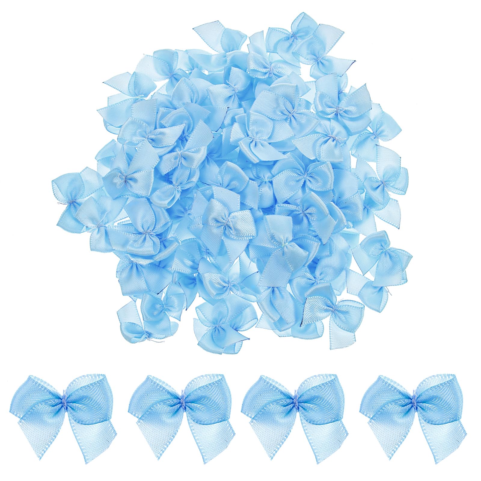Photo 1 of HJZHII 100 Pieces Mini Blue Bows, Small Satin Ribbon Bows for Crafts, Tiny Twist Tie Bows Premade Craft Wrapping Bows for DIY Sewing Scrapbooking Wedding Gift Christmas Birthday Party Decoration(Blue)